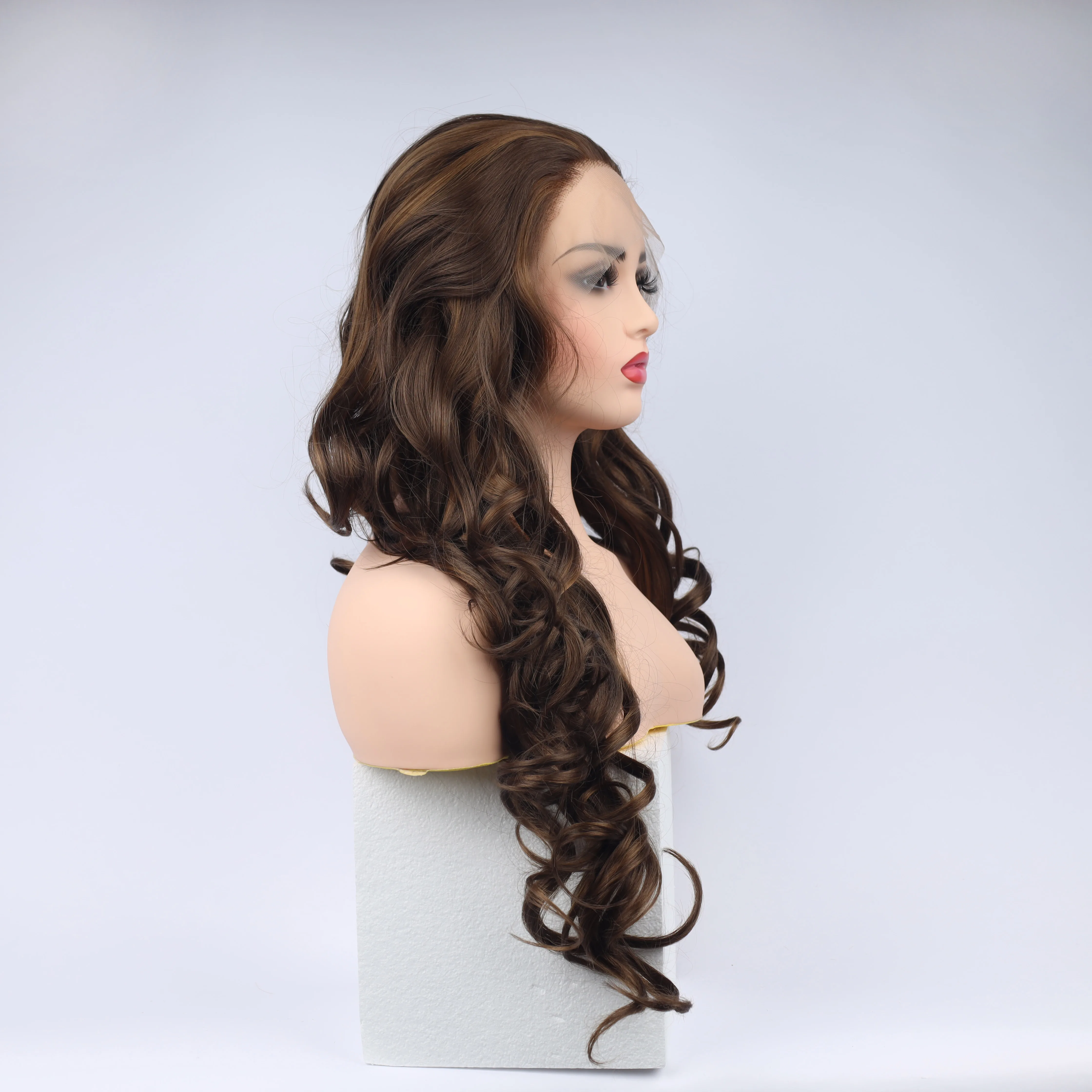 Fashion Curly Wig Synthetic Lace Front Wigs Brown Female Lace Wig 13X3 For Women Cosplay Hair Daily Use