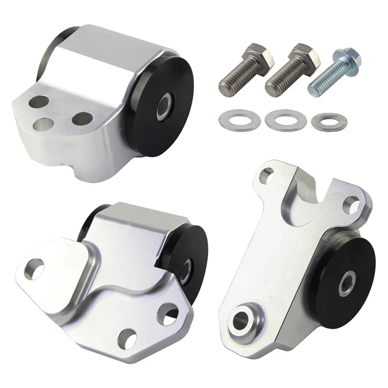 3-Bolt kit Engine Mount Swap For Honda Civic EG Acura Integra B&D-Series 92-01 Engines Transmission Billet Aluminum Silver/Black