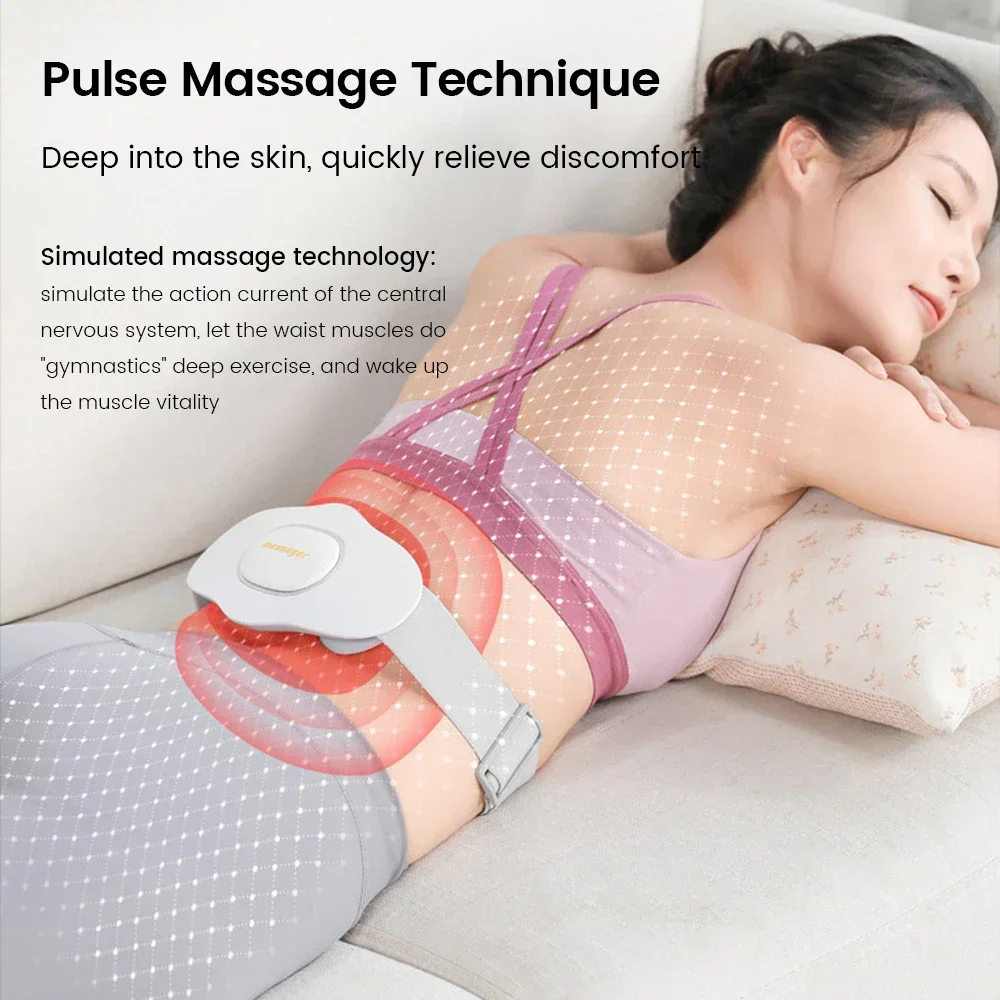 Electric Pulse Waist Massage Heating Muscle Stimulator Relaxation Vibration Back Lumbar Massage Machine Therapy Relieve Pain