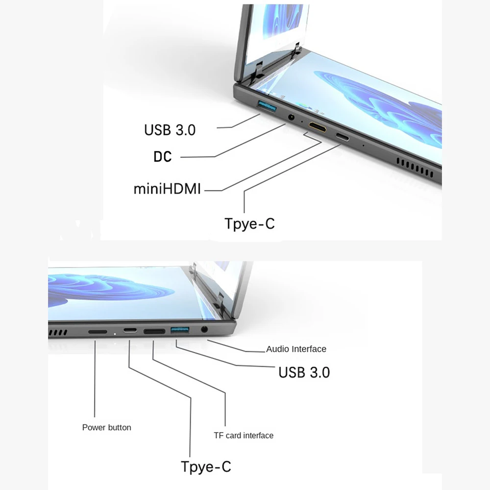 2024 Dual Screen Touch Laptops Windows 11 360 Flip Gaming Notebook PC YOGA 14 Inch 2.2K Intel N95 32Gb RAM+1TB M.2 5G WiFi