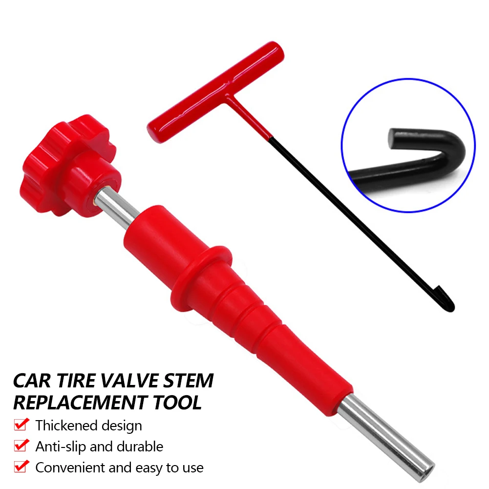 

1set Valve Stem Tool Kit Metal Tire Installer Tool Car Puller Wheel Tire Remover T-Hook Replacement Motorcycle Accessories
