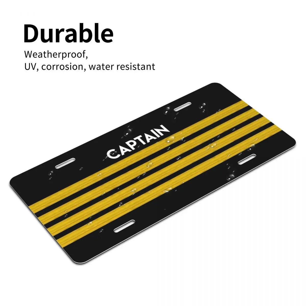 Captain Stripes Epaulettes License Plate Cover Pilot Aluminum Metal Novelty Decorative Car Front License Plate Vanity Tag