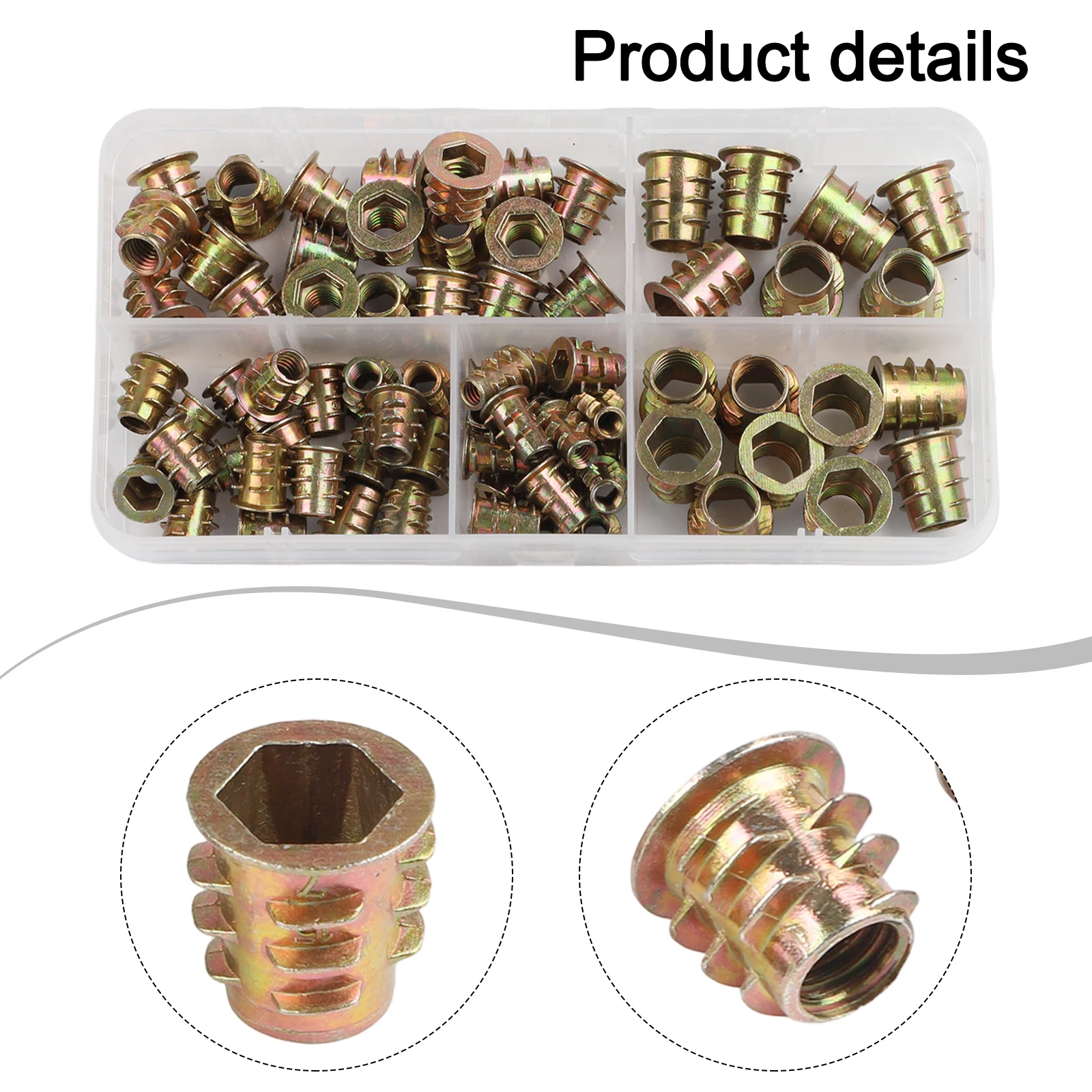 Furniture Insert Fasteners Kit with Hex Socket Screws Zinc Plated Gold Finish Compatible with M5 M8 Thread Sizes