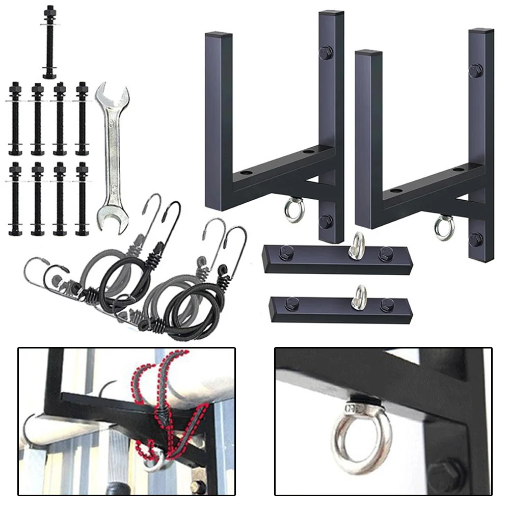 Steel Side Mount Trailer Ladder Rack 300lbs Capacity With Bumpers For Enclosed Trailers RVs Lumber Transport Lawn Mower Parts