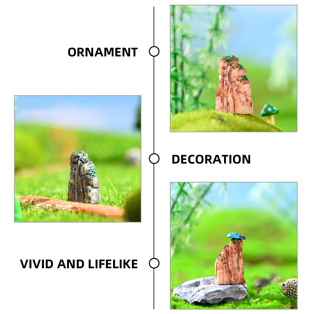 3pcs Mini Resin Mountain Model Natural Decorative Ornament Fish Tank Bonsai Moss Micro Landscape Accessories Indoor Plant Scene