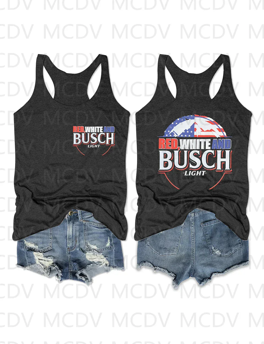 

Red White And Busch Light Tank Summer Sexy Tank Top