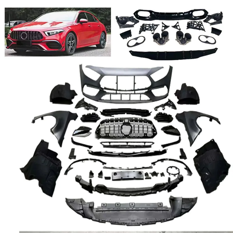 

ForWholesale Modified A45s AMG Wide Sedan Bumper Grille Diffuser Front PP Body Kit New Plastic Material