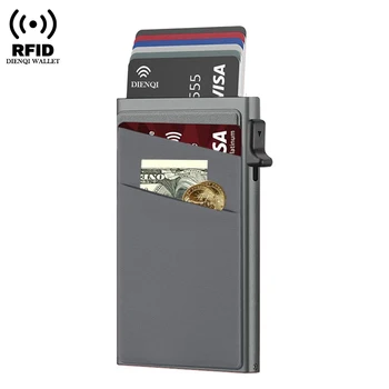 남성용 RFID 차단 신용카드 홀더 지갑, 슬림 미니멀리스트 지갑, 카드 홀더 케이스, 도난 방지 금속 케이스, 돈 가방 지갑, 여행 