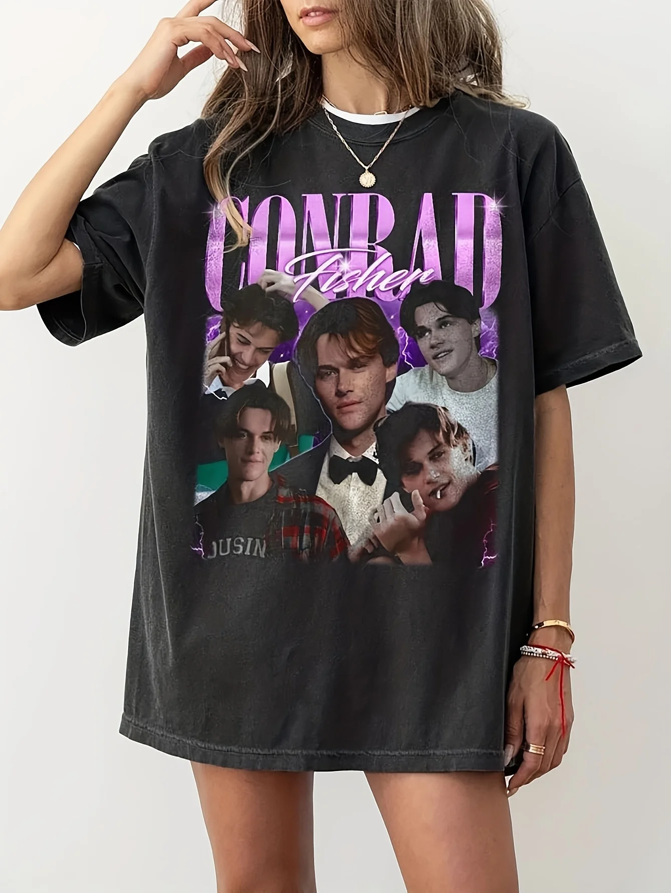 2026 Nuovo Retro Conrad Fischer Cena per ragazze Estate Romantico Fan Stampato Girocollo Casual Manica corta Abbigliamento