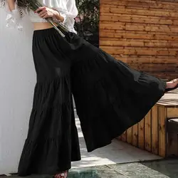 Pants Skirt Pure Color Women Wide Leg Trousers Layered Skirt Colorful Women Pants Skirt Vintage Trousers Skirt Ankle-length