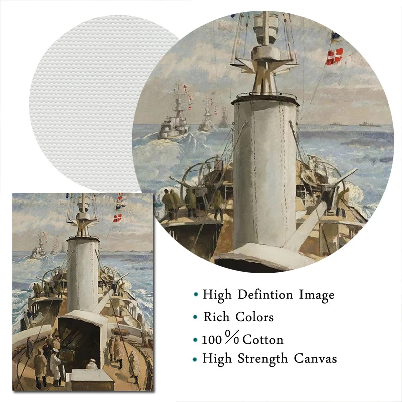 HMS Belfast المظلة الطائرات الحرب الألوان المائية قماش اللوحة المشارك طباعة جدار صورة فنية لغرفة المعيشة ديكور غرفة نوم
