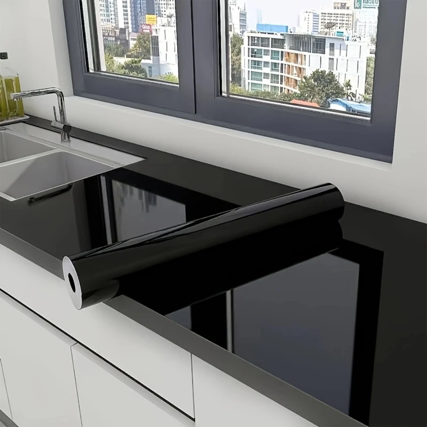 Marble Self-Adhesive Film - Water/Oil Resistant PVC Wallpaper for Kitchen Backsplash & Countertops - Peel & Stick