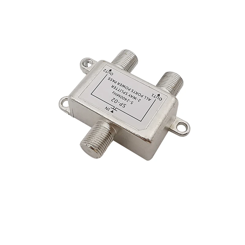 1Pcs F-type Female Socket Connector 2 Way TV Antenna Satellite Splitter 5-2400MHz Aerial Coaxial Cable Signal Distributor