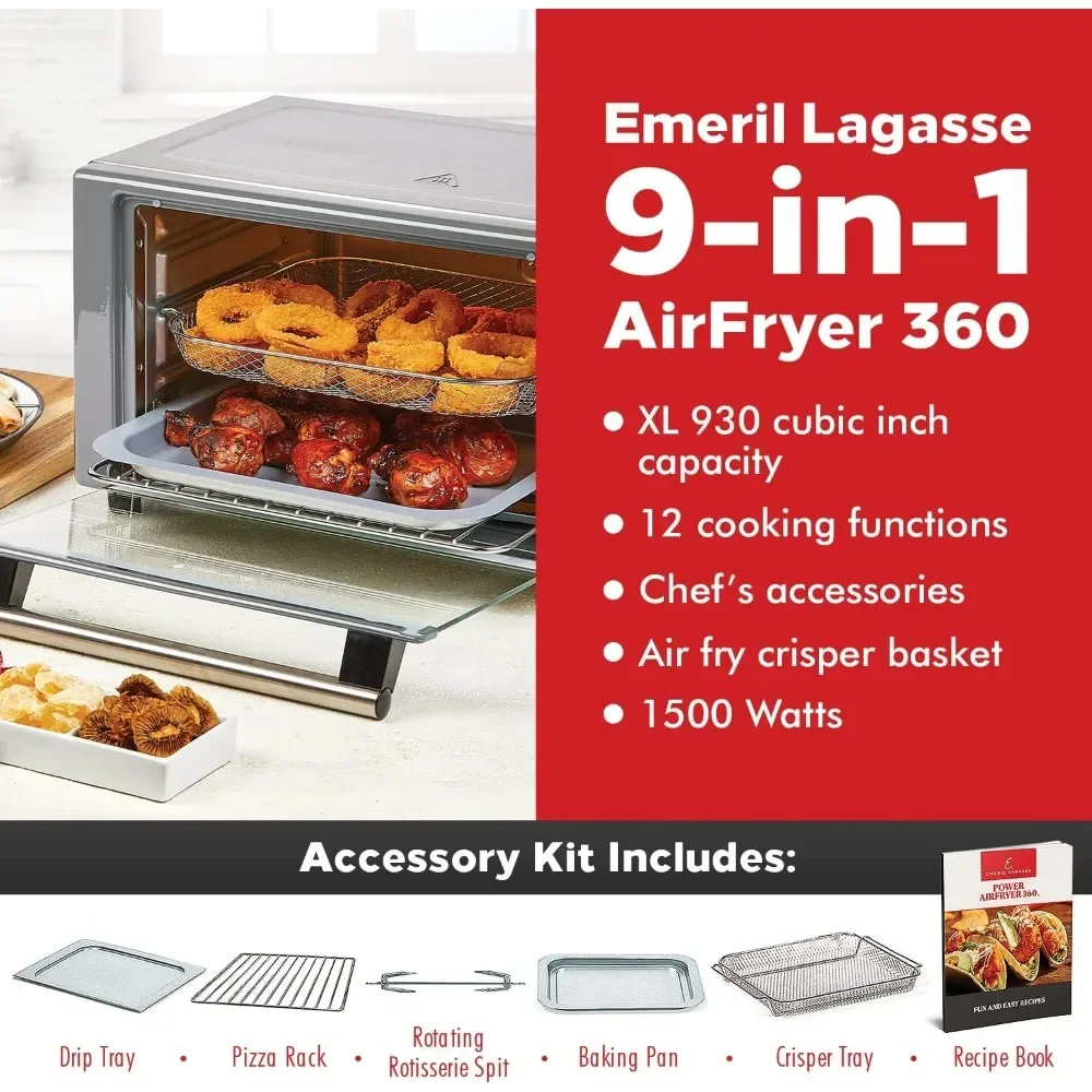 Everyday 360 Air Fryer, 360° Quick Cook Technology, XL capacity,12 Pre-Set Cooking Functions including Bake, Rotisserie. Broil