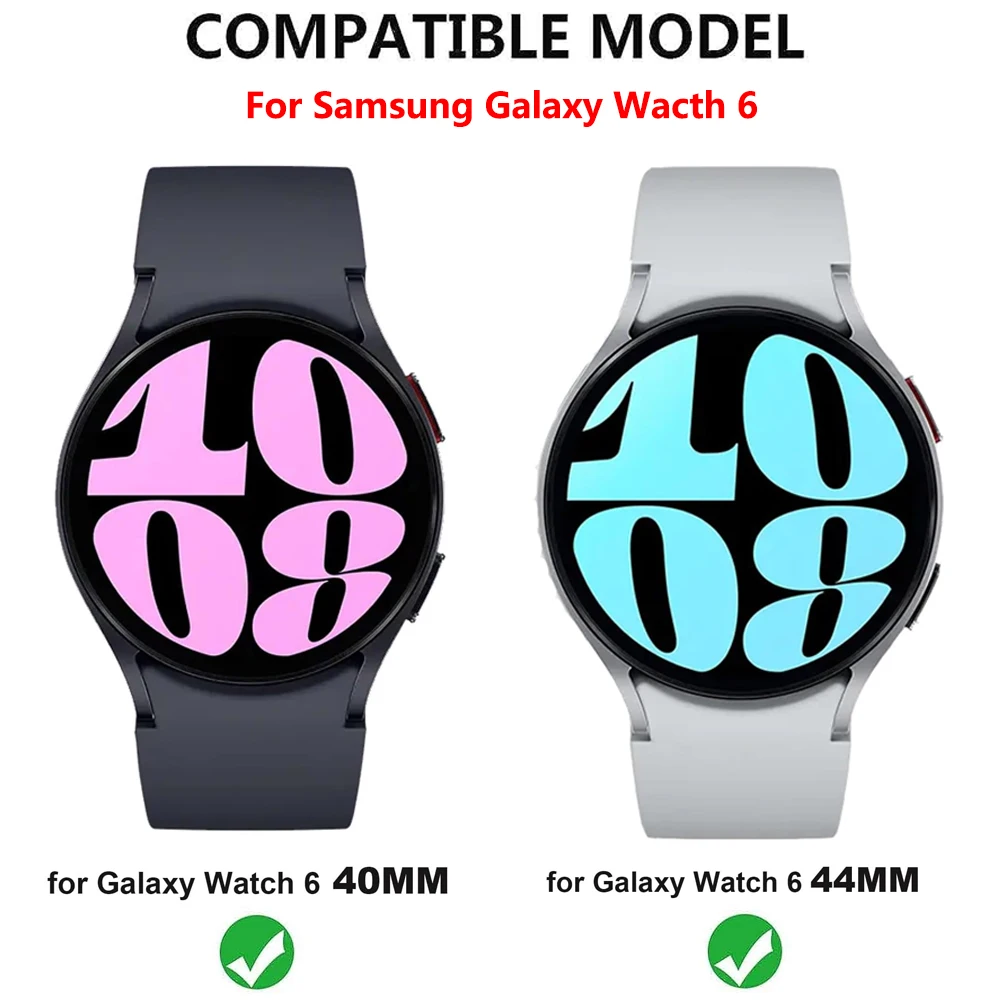 Szkło + etui do Samsung Galaxy Watch 6 40mm 44mm, osłona ekranu PC folia ze szkła hartowanego do Samsung Galaxy watch 6 40 mm 44mm