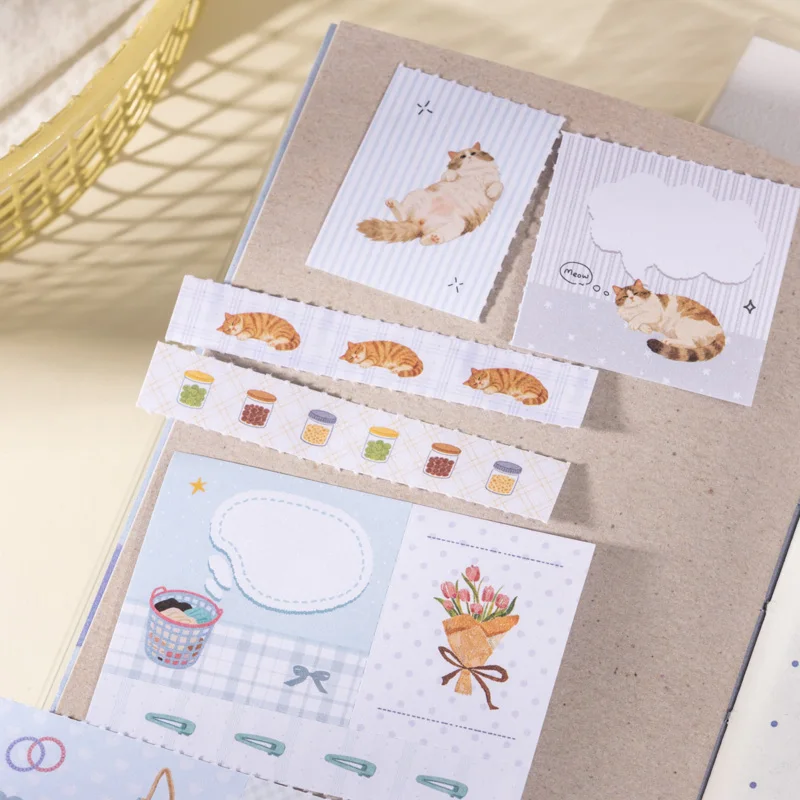 Journal GOo 30pcs Relax for A Momen Cute Leisure Life Cat Coffee Cake Landscape Sticker Book DIY Journal Scrapbooking Material