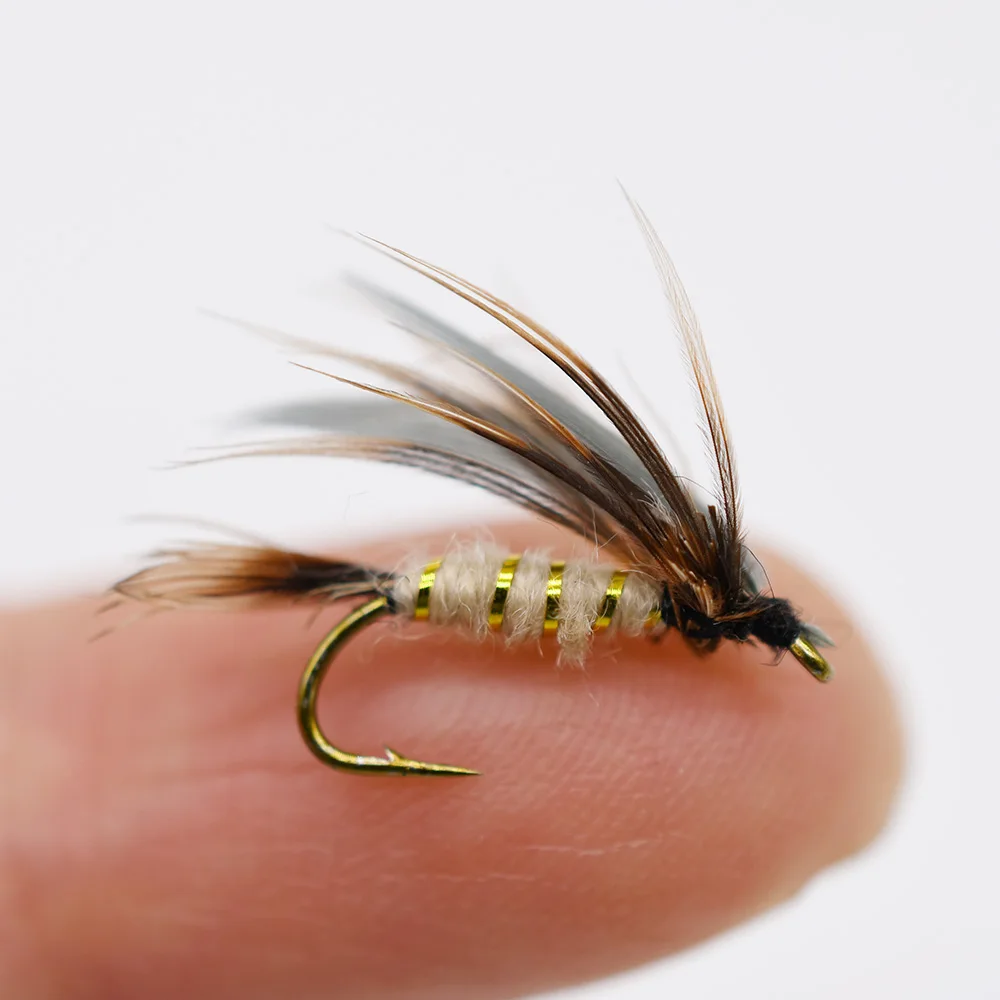 Anzuelos de mosca Peacock Burnt Wing con púas para trucha - imagen 4