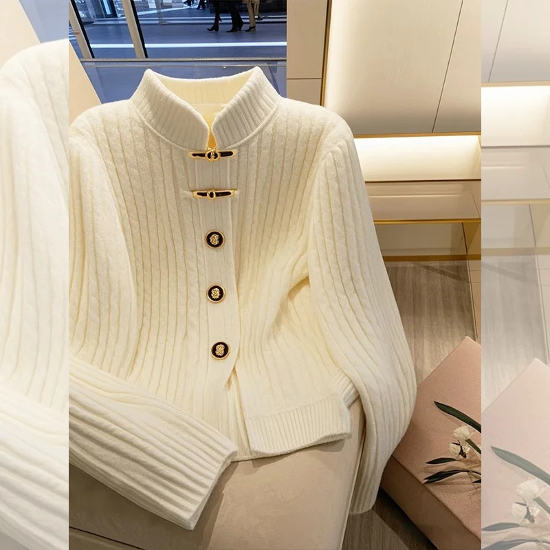 New 2025 Autumn Winter Women's Sweater Temperament Loose All-match Knitwear Cardigan Female Long Sleeve Knit Sweater Jacket