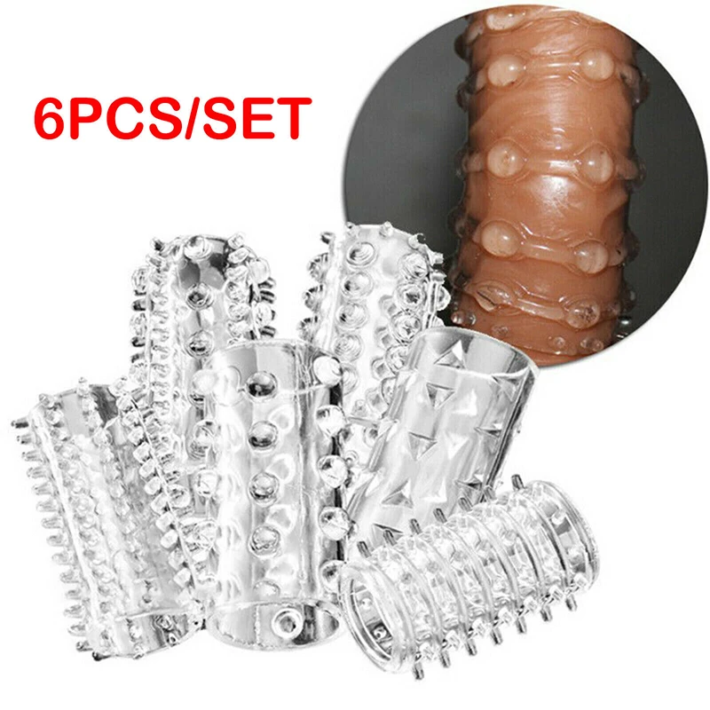 

6PCS Textured Cock Penis Sleeve Sheath Penis Extension Sleeve Penis Condoms Penis Covers Delay Sex Toys For Men Delay Time