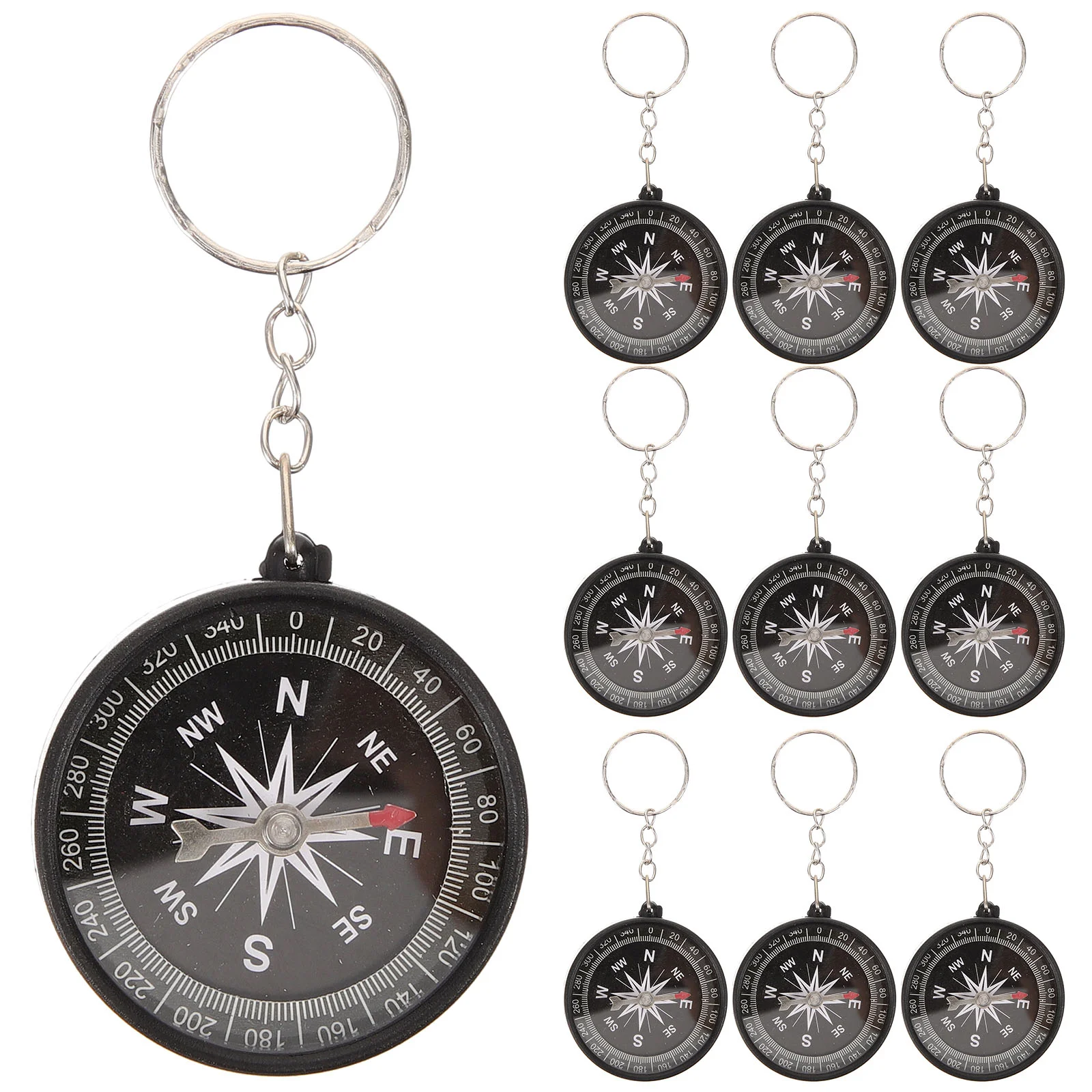 

12 Pcs Bag Pendant Compass Key Chain Camping Handbag Jewelry Pirate with Keychain Ring Children Gift