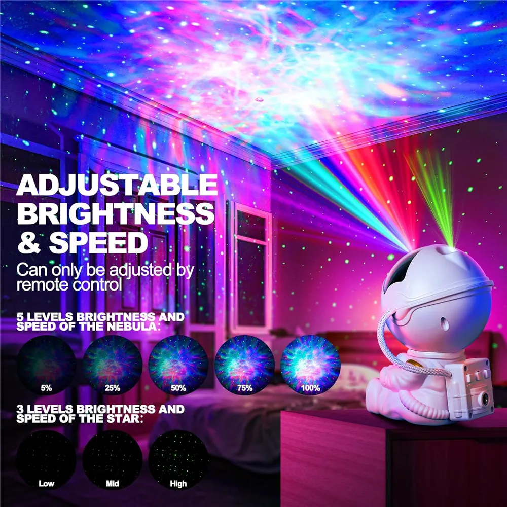 12 Starry Sky Astronaut Projection Lights Rocket Astronaut Galaxy Projection Night Lights Atmosphere Lights Children\'s Bedroom P