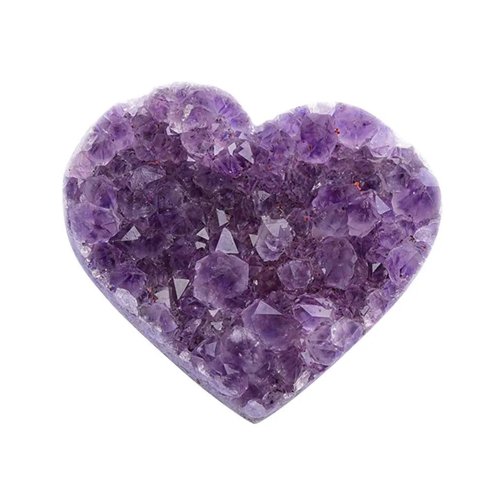 

1pcs Natural Amethyst Geode Loving Heart Shape Quartz Cluster Crystal Specimen Energy Healing Thunder Egg 40-50mm