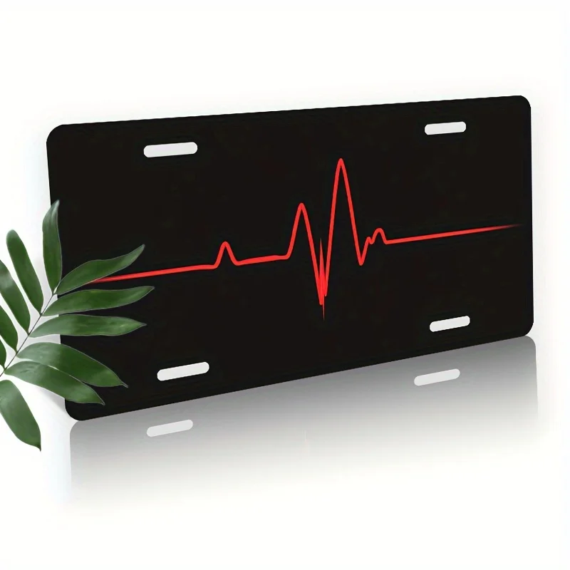 2D Flat - 1pc 30.48*15.24cm 2D Flat ECG Heartbeat Sign, Sign, Medical Theme Decorative Plaque for Car, Truck, and Motorcycle