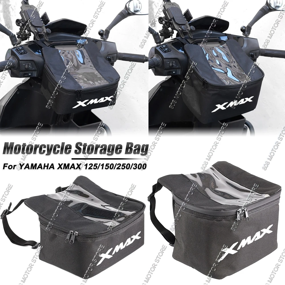 

Для мотоциклов Xmax 125/150/250/300: передняя сумка на приборную панель с сенсорным экраном для навигации и телефона, подвесная сумка-органайзер