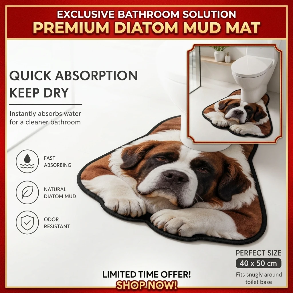50x80cm Irregular Animal Bathroom Floor Mat U-Shaped Toilet Seat Mat Diatomaceous Earth Absorbent Splash Proof Mat