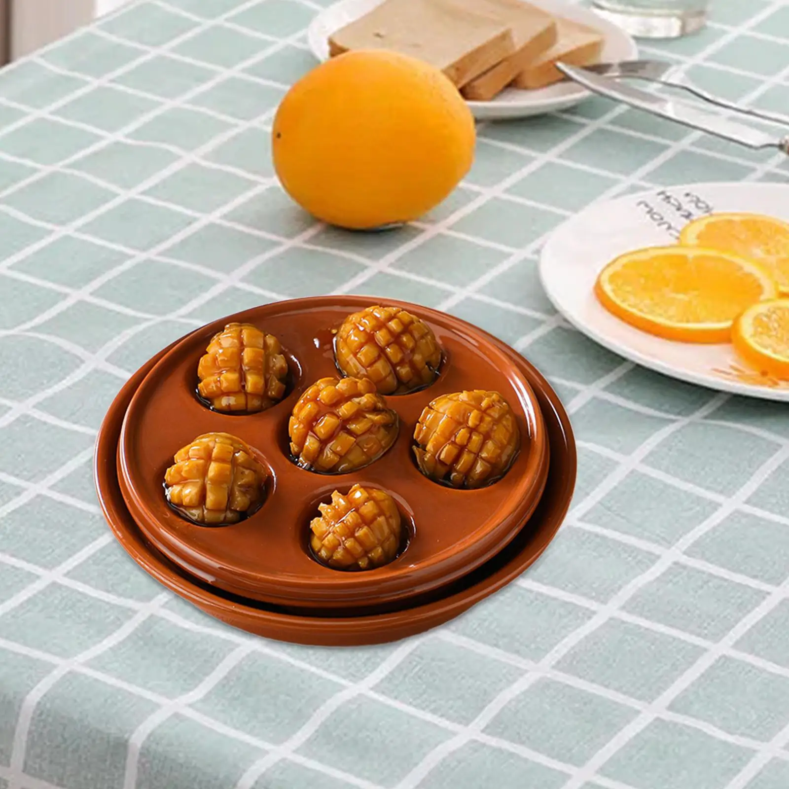 Placas de concha de cerâmica com 6 furos Prático assado Ferramenta de servir frutos do mar Prato de escargot Utensílios de cozinha para piquenique