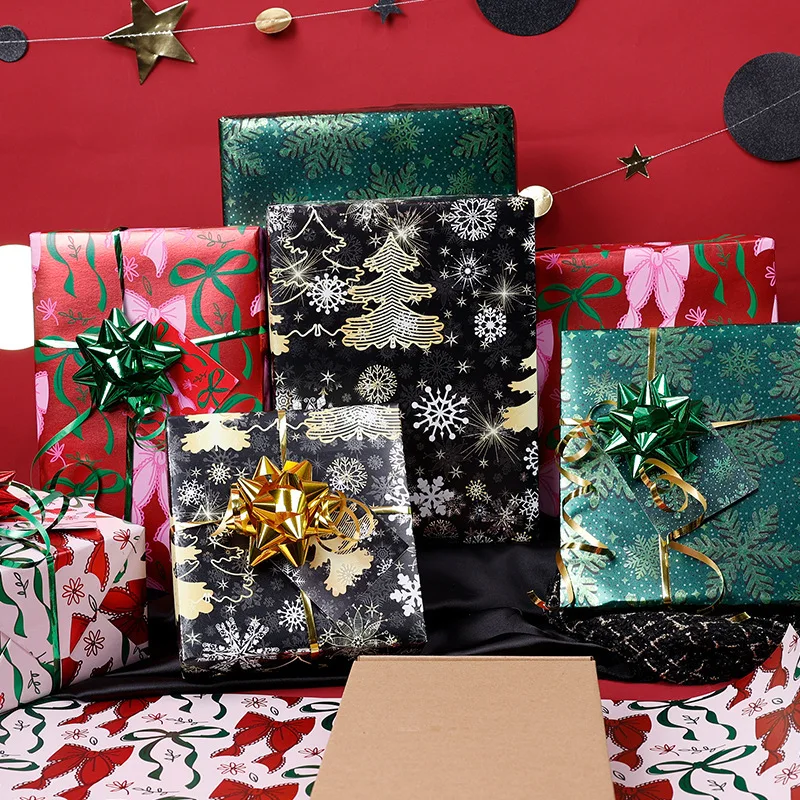 New Large Size  Aluminized Wrap Paper Christmas Series Snowflake Letter Gift Wrapping Paper