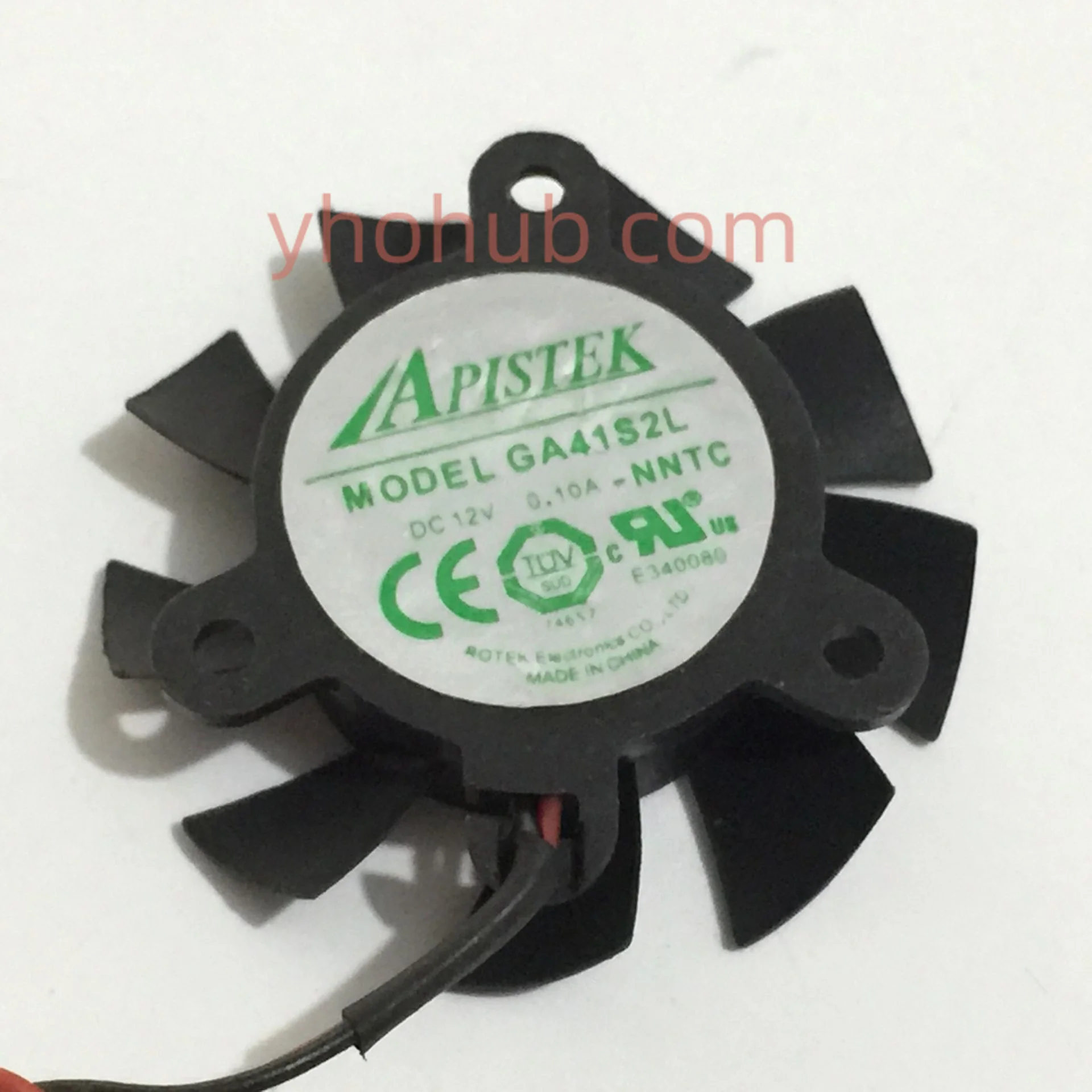 

APISTEK GA41S2L DC 12V 0.10A Dia. 36mm C.T.C 26mm 2-Wire Graphics Fan