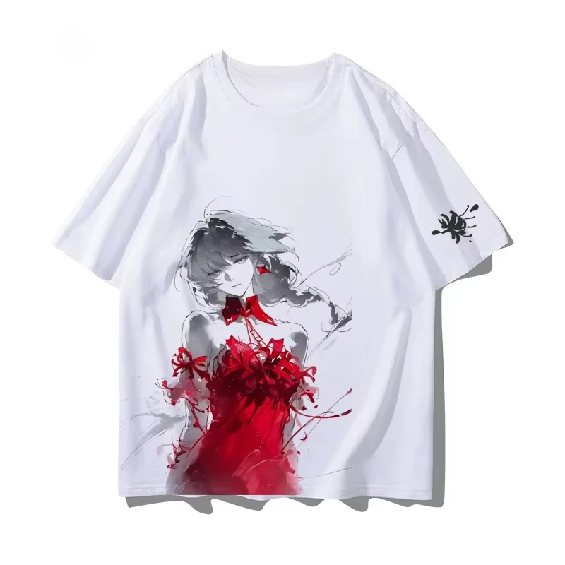 Camiseta Wuthering Waves Phrolova Crimson Dress Ink Game, camiseta gráfica de algodão, masculina, feminina, verão, streetwear