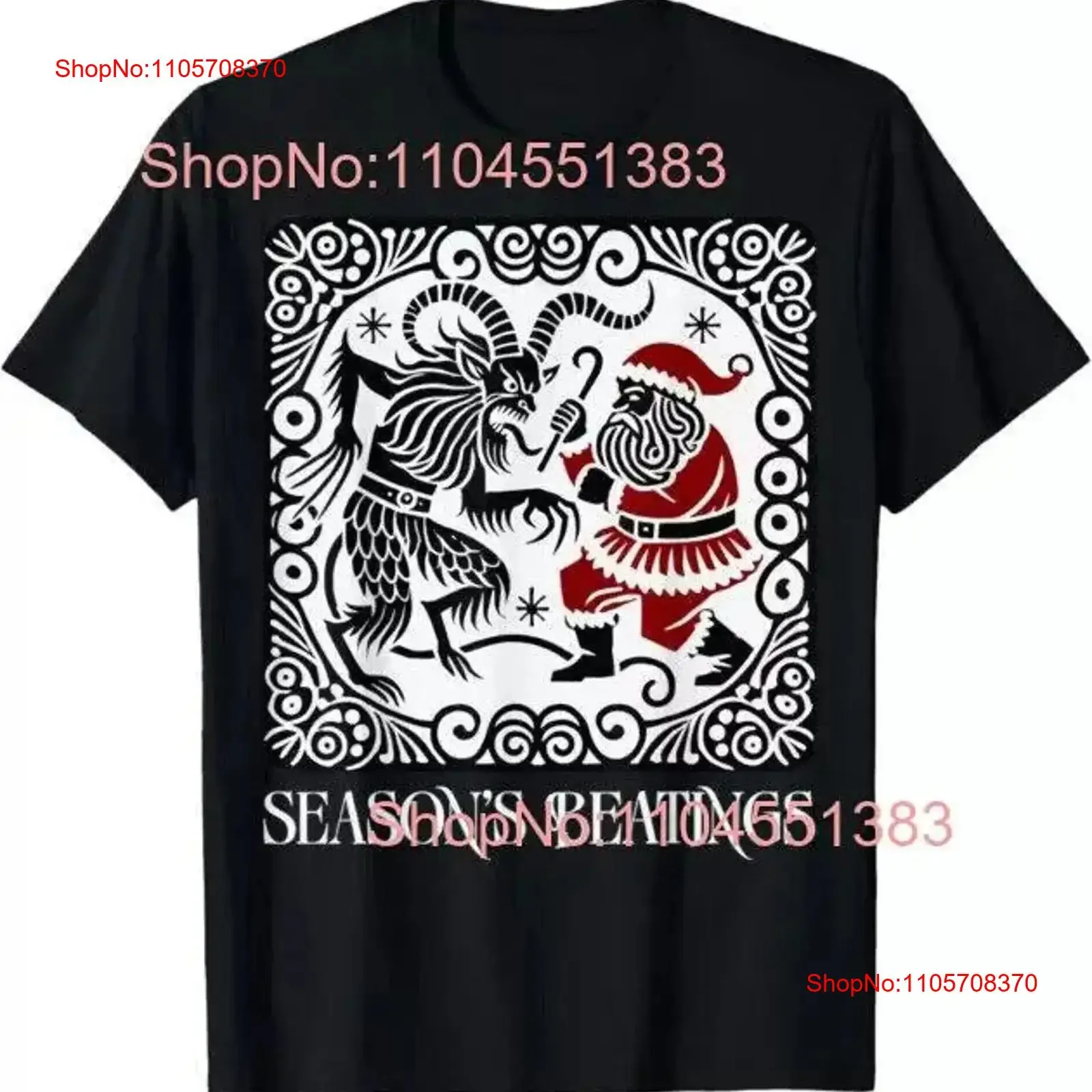 Funny Vintage Krampus vs Santa Holiday Krampusnacht T Shirt vintage Washed fashion graphic Breathable streetwear Versatile