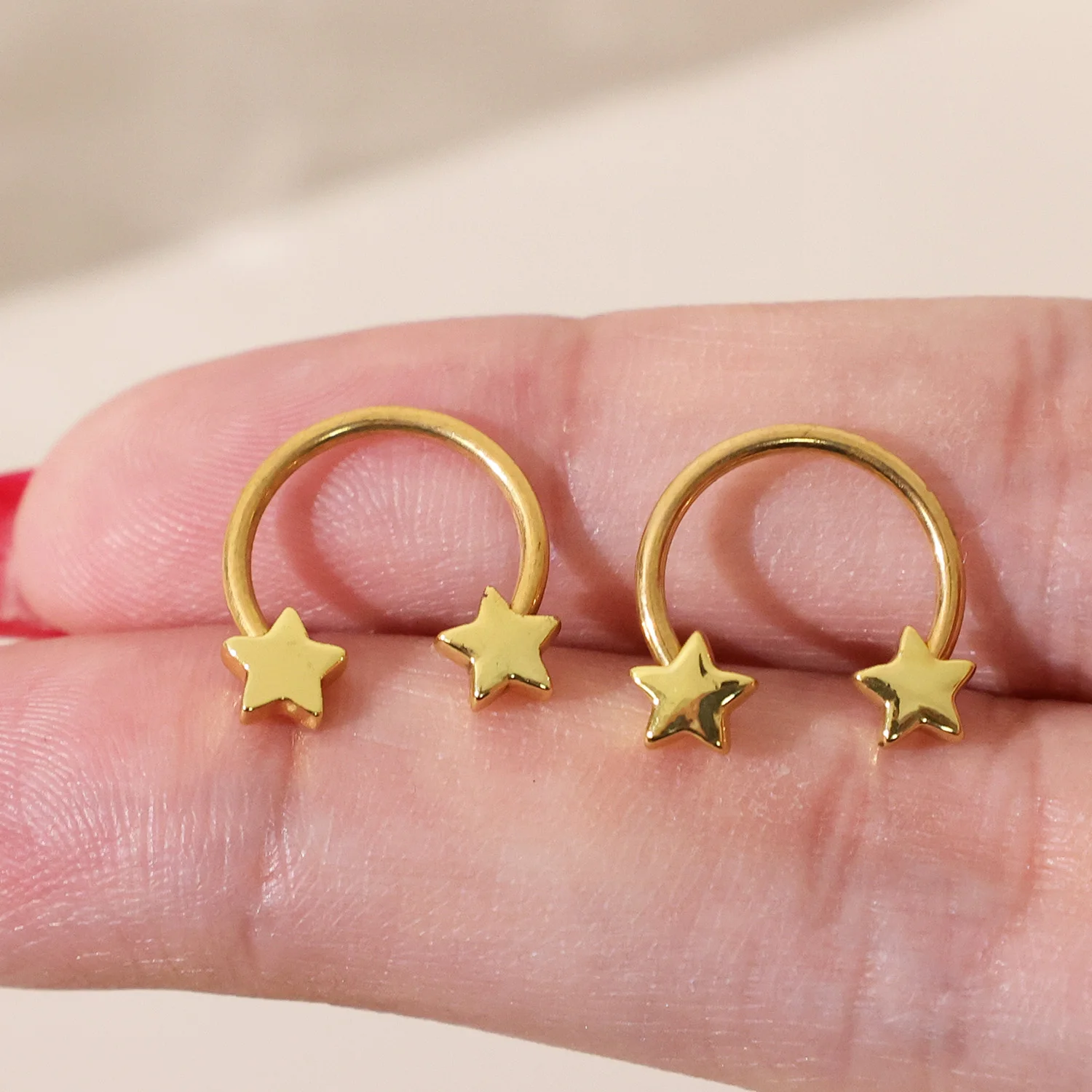 نجمة على شكل الحاجز الأنف خواتم الجراحية الصلب ثقب مجوهرات للجسم العمودي ستار الغضروف القرط هوب الشفاه خواتم للنساء الرجال