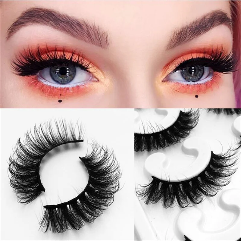 10 Pairs/Boxes Multi-layer flexible durable reusable 6D effect 25 mm long Faux Mink False Eyelashes with Pink Gift box