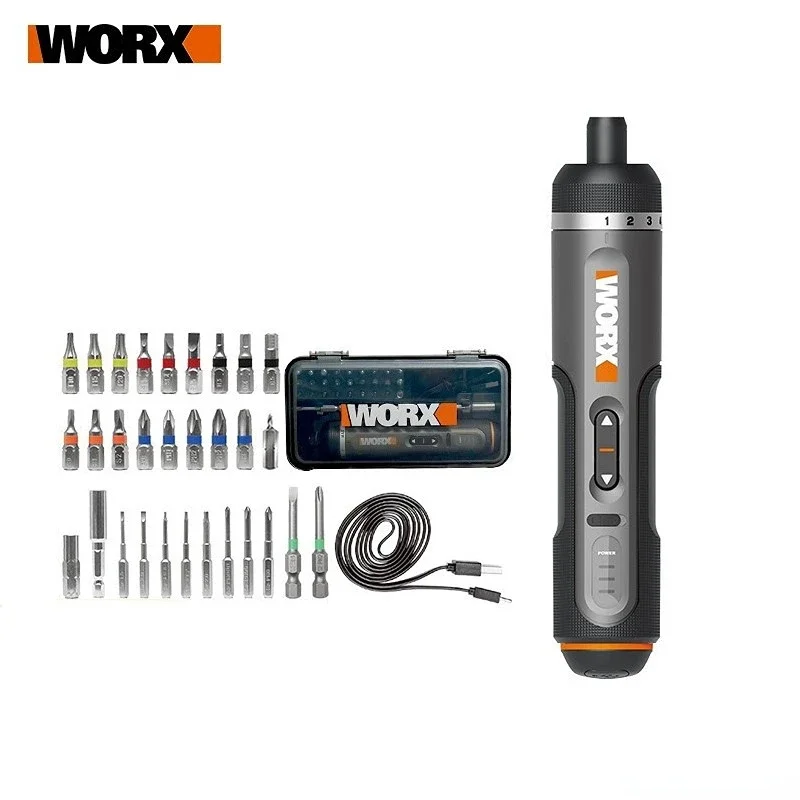 WORX 4V Mini Set di cacciaviti elettrici WX242 Cacciaviti elettrici a batteria intelligenti Manico ricaricabile USB 30 Bit Set di utensili da trapano