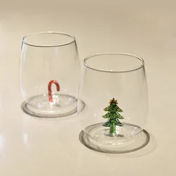 1 PC 3D Glass Cup 3500ml Christmas Theme Animal Inside Glass Christmas Drinking Glasses Cartoon Animal Shape Glass Coffee Mug