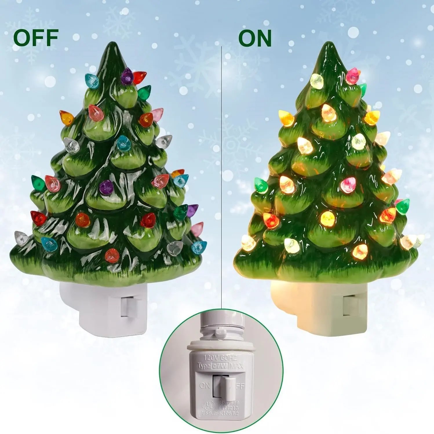 Christmas Tree Night Light Vintage Green Christmas Tree Wall Plug Night Light Two Colours Christmas Tree Bedside Lights