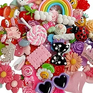 

Craft 50pcs Lots Mix Assort Easter DIY Flatbacks Resin Flat Back Scrapbooking Slime Beads Supplies for DIY Craft + 1pc Clear Box