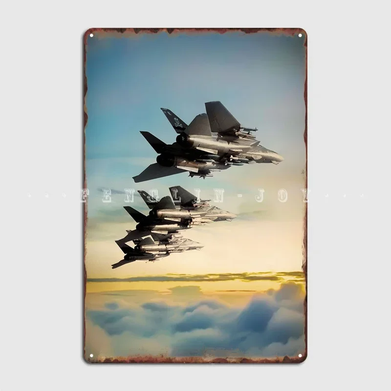 Grumm F14 Tomcats In Formation Above The Clouds Metal Sign Club Party Party Create Plates Tin Sign Poster