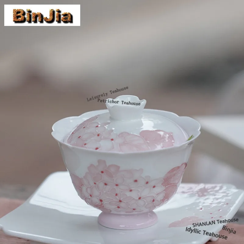 

120 мл Раскрашенная вручную гортензия Gaiwan Zen Tea Tureen Чайная чаша с крышкой Набор для приготовления чая Крышка Чаша Китайский чайный сервиз Украшение Ремесло
