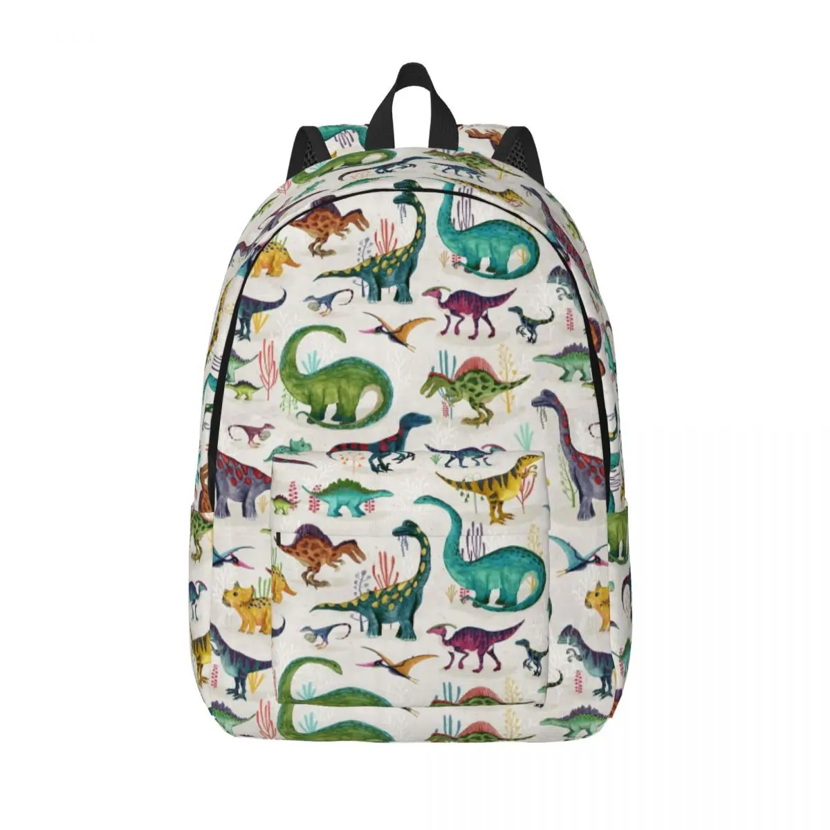 Bright Dinosaurs Classical Backpack Durable High School Work Dino Colourful Eaters Daypack for Men Women College Canvas Bags