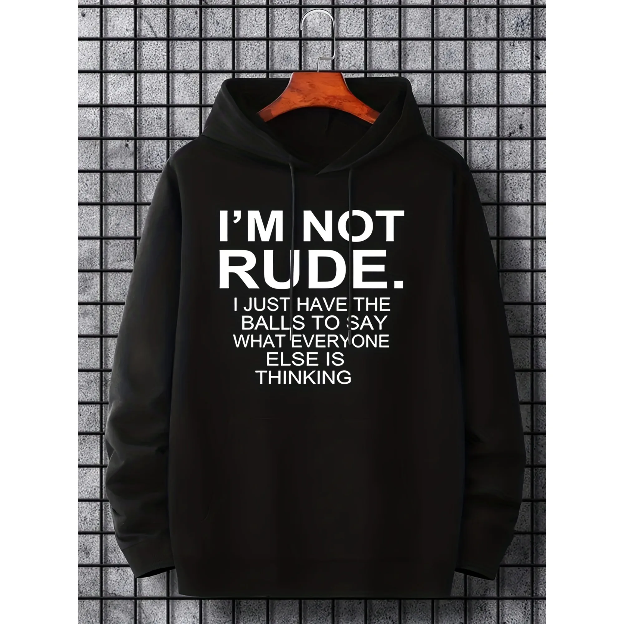 

Funny Graphic Hoodie for Men Women Im Not Rude Quote Print Sweatshirt Casual Black Pullover Streetwear Autumn Winter
