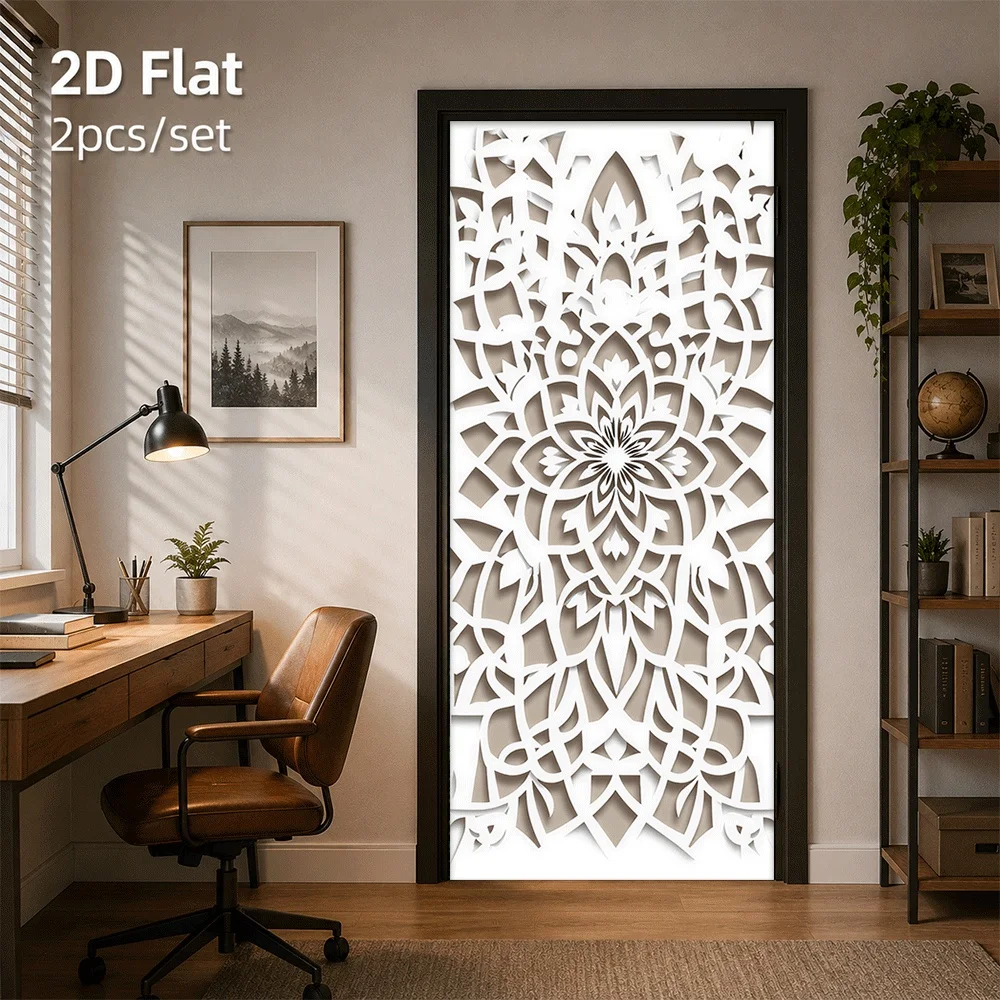 1 piece of European-style door sticker, hallway and living room background wall decal, creative door sticker, 2D flat design