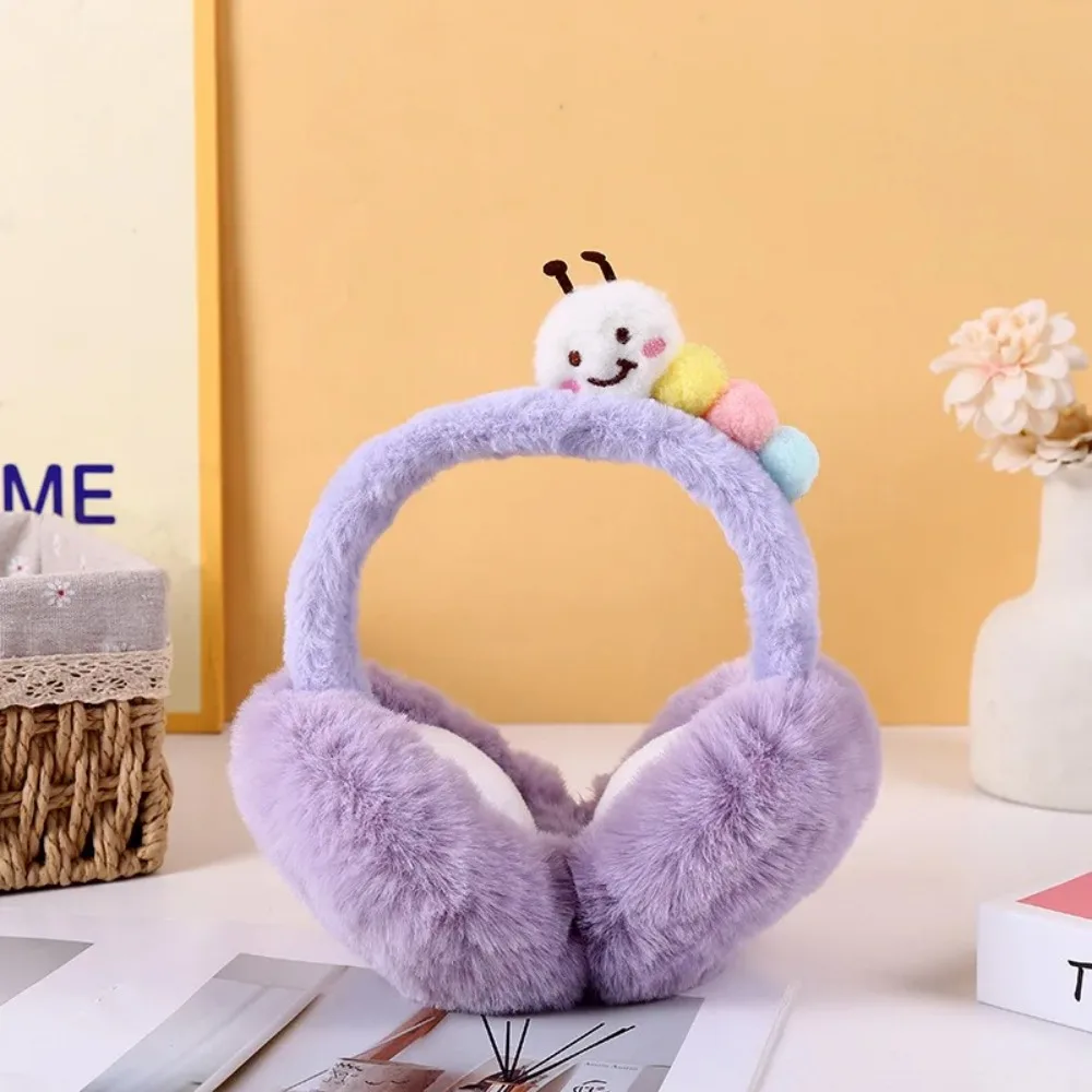 New Cute Caterpillar Foldable Earmuffs Soft Cold Protection Ear Cover Winter Accessories Portable Plush Earmuffs Student