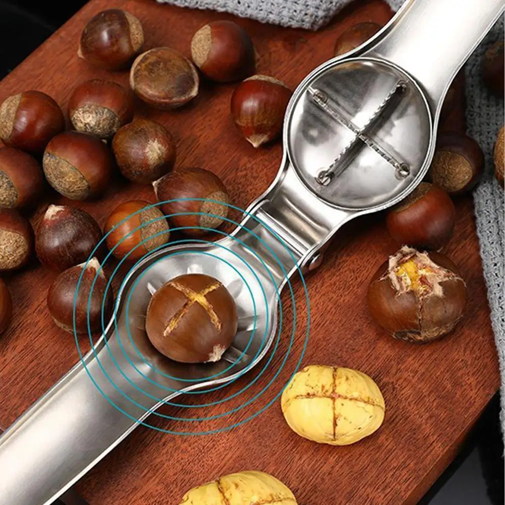 Stainless Steel Chestnut Sheller Tool, Manual Nut Cracker with Cross Blade for Chestnuts & Nuts Manual Sheller kitchen gadget