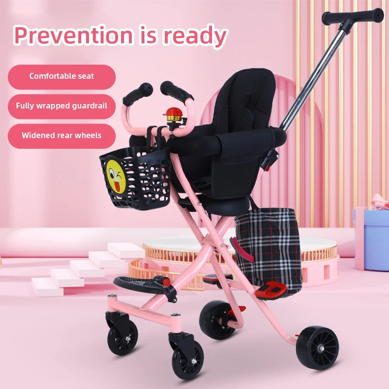 Light Foldable Two-way Baby Stroller Ultra-light Small Portable Folding Carts Simple Children Four-Wheel Cart