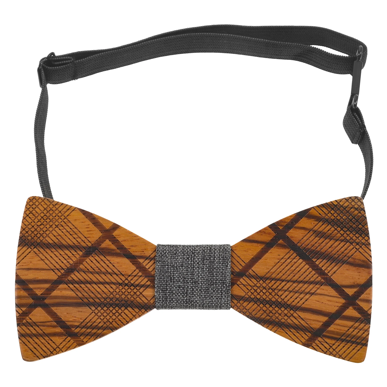 

Wooden Bow Tie Men Accessories Handcrafted Groom Bowtie Adjustable Natural Wood Stripe Design for Wedding Party Tuxedo Formal