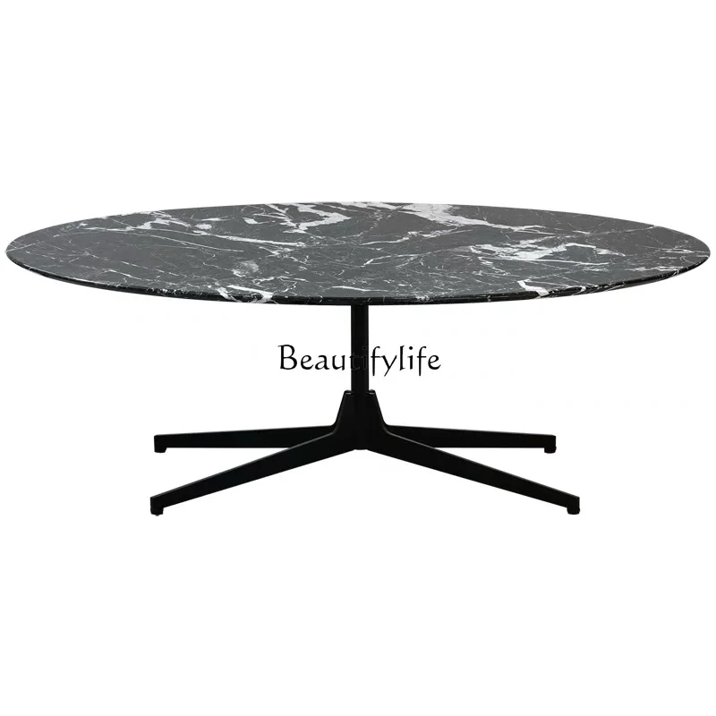 

French Style Natural Marble Coffee Table Oval Minimalist Light Luxury Small Apartment Living Room Coffee Table